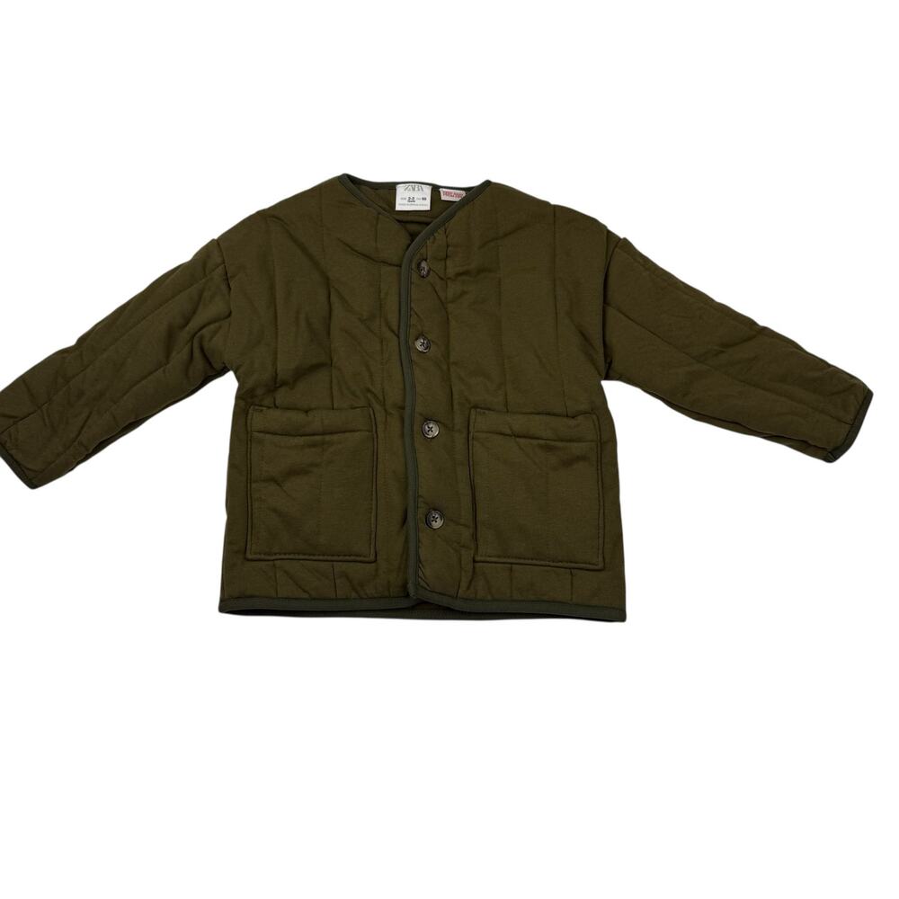 Zara Olive Green Quilted Jacket - Picture 1 of 5